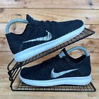NIKE Free Flyknit Shoes Womens Size UK 4 Black White Running Gym Low Trainers