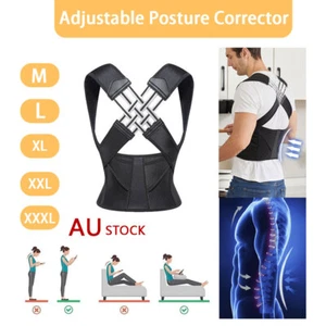 Adjustable Back Posture Belt Strap Back Straightener Posture Corrector AU - Picture 1 of 17