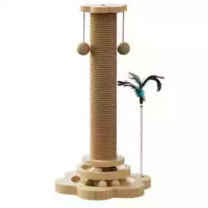 Durable Cat Climbing Tree Tall Sisal Scratching Post with Toy Ball & Spinner - Picture 1 of 8