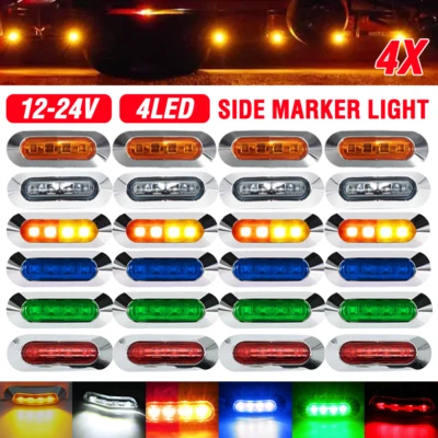 4X LED Side Marker Clearance Lamp Indicator Light Trailer Truck Lorry Multicolor - Image 1 of 4