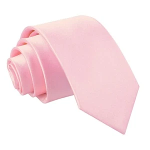 Baby Pink Boys Regular Tie Satin Plain Solid Wedding Kids Necktie by DQT - Picture 1 of 2