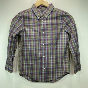 Polo Ralph Lauren Green Plaid Checked Button Long Sleeve Shirt Boys Size 7 - Picture 1 of 10