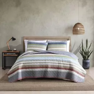 Salmon Ladder 3-Piece Multicolored Stripe Soft Cotton Sheet King Quilt Set(WS35) - Picture 1 of 11