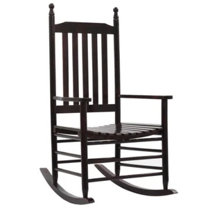 Wood Rocking Chair Curved Seat Indoor Patio Porch Rocker Armchair Vintage Style - Picture 1 of 8
