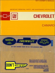 1971 Camaro Owners Manual with Envelope 71 Z28 Z 28 RS SS Chevy Chevrolet Guide - Picture 1 of 3
