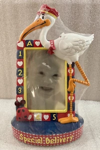 Storch Special Delivery 3D Baby Foto Bilderrahmen Figur NEU 11,5"H  - Bild 1 von 4