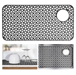 Silicone Sink Mat, Black Sink Protectors for Kitchen Sink Grid Accessory, 1 PCS - Picture 1 of 10