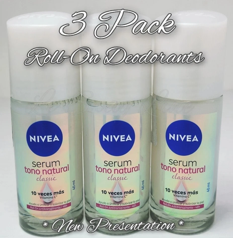 3 piezas desodorante blanqueador Nivea suero roll-on clásico mujer Aclarte Tono natural Foto 1 de 3