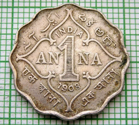 INDIA BRITISH EDWARD VII 1908 1 ANNA Cover