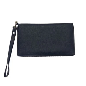 Estalon Womens Zip around Leather RFID Protection Wristlet Wallet Dark Navy Blue - Picture 1 of 8