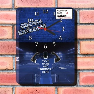 Footballer Design Wall Clock Everton Personalised Gift Fathers Mothers Day - Picture 1 of 2