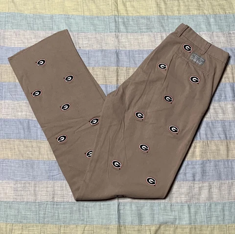 Sz 34x34- Pennington Bailes Georgia Bulldogs stadium pants men tan embroidered Cover