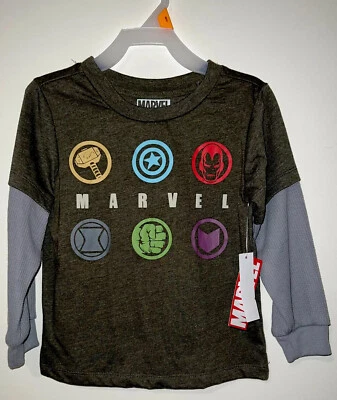 Camiseta Thor de superhéroe manga larga verde bebé y niño pequeño Marvel Avengers 4T Foto 1 de 3