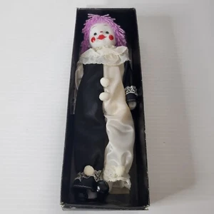Vintage House Of Global Art Porcelain Collector Doll Circus Clown Black White - Picture 1 of 11