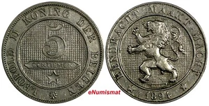 Belgio Leopoldo II rame-nichel 1894 5 centesimi testo olandese KM# 41 (17 929) - Foto 1 di 3