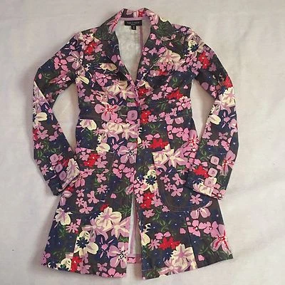 Gabardina Tara Jarmon XS Rosa Un Botón Estampado Floral Bolsillos Mujer Objetivo Foto 1 de 4