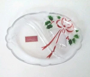 Mikasa Holiday Bells geteilt Relish Cansdy Nussschale Tablett geprägtes Glas 10,5" - Bild 1 von 9