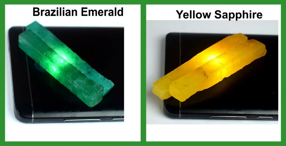 Natural 240 Ct Brazilian Emerald & Yellow Sapphire Slice Rough 4 Pcs Lot SQ268 - Image 1 of 4