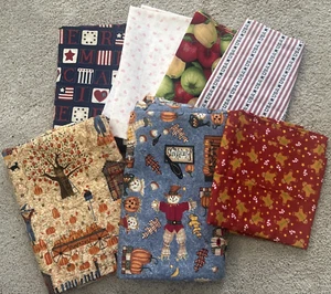 9.75 Yards Holiday-Themed Fabric Panels, Christmas, Fall, America, Hearts NEW - Picture 1 of 13