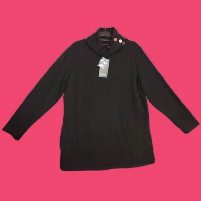 NWT Jones New York Women's Serenity Knit Mock Neck Tunic Top Size M Black Fall - Image 1 of 4