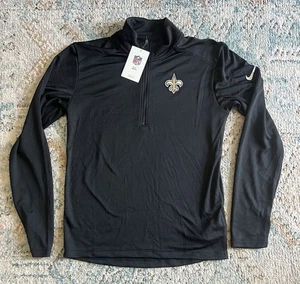 NWT Men’s Nike New Orleans Saints 1/4 Zip Pullover Dri Fit Small Black - Picture 1 of 3