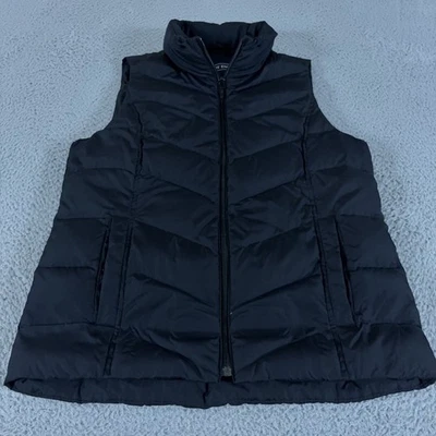 Lands End Vest Womens S Black Puffer Full Zip Down Quilted Lightweight Packable - Image 1 of 4
