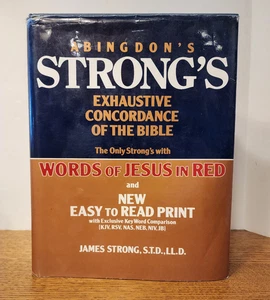 ABINGDON'S STRONG'S EXHAUSTIVE CONCORDANCE OF THE BIBLE Red Letter Ed 1986 HCDJ - Imagen 1 de 11