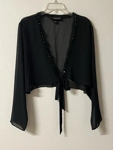 Venezia transparentes Damenbluse zum Binden schwarz Witchy Goth Fee Grunge Größe 18/20 - Bild 1 von 6