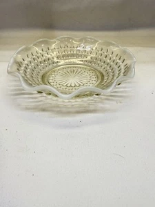 Vintage Anchor Hocking Opalescent Hobnail Moonstone Crimped 6" Bowl - Picture 1 of 5