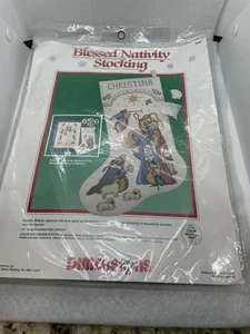 Dimensions BLESSED NATIVITY STOCKING Cross Stitch 14 Ct Christmas Kit Jesus 1988 - Picture 1 of 11