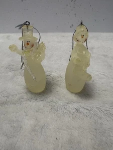 Lotto coppia decorazioni natalizie vintage pupazzo di neve acrilico smerigliato - Foto 1 di 4