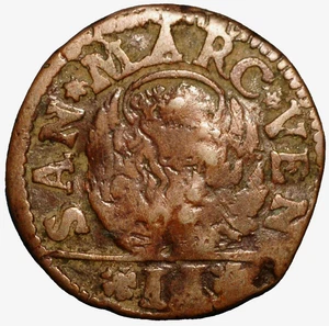 2 Soldi Italy Venice Stato da Mar Dalmatia &Albania 1691-1709 Copper KM#9 - Picture 1 of 2