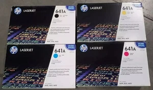 HP 641A Set of 4 New Genuine -BLACK,MAGENTA,CYAN,YELLOW Toner Cartridges - Picture 1 of 1