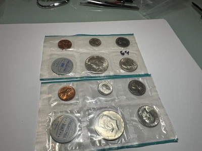 LOT OF TWO 1964 US PROOF SET SILVER COINS SEALED - Image 1 of 4