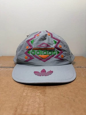 Винтажная нейлоновая бейсболка ADIDAS серая ретро 80-х неоновая кепка РЕДКАЯ - Изображение 1 из 4