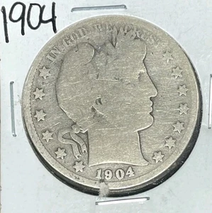 1904 BARBER SILVER HALF DOLLAR ~ ~NICE OLD COIN~ 90% SILVER - Picture 1 of 2