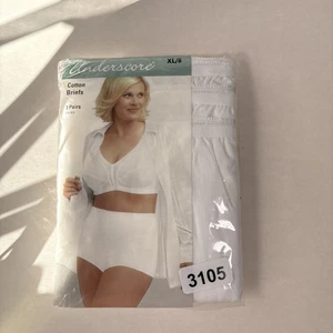 Pack de 3 bragas calzoncillos de algodón blanco vintage Underscore para mujer talla XL/8 NOS - Imagen 1 de 3