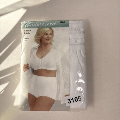 Pack de 3 bragas calzoncillos de algodón blanco vintage Underscore para mujer talla XL/8 NOS Foto 1 de 3