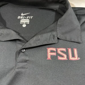 Nike Dri Fit Florida State University FSU Seminoles Black Collard Shirt Size XL - Picture 1 of 7