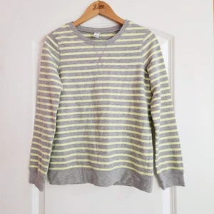 Old Navy Girls Large 10/12 Sweater Sweatshirt Gray & Neon Yellow Stripes - Picture 1 of 4