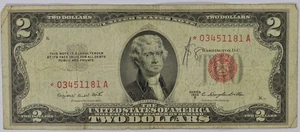 1953 B $2 Dollar Bill Red Seal STAR Note Fine See details - Picture 1 of 2