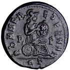 SCARCE Roma Seated CONSTANTINE II (Caesar, 316-337). Follis. Rome Coin Roman COA