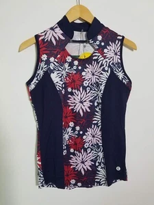 NWT WOMEN'S BETTE & COURT S/L POLO, SIZE: S, COLOR:PACIFIC(NAVY/PINK FLORAL)J486 - Picture 1 of 3