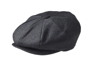 Melton Wool Black Pinstripe Newsboy Cap - Picture 1 of 2