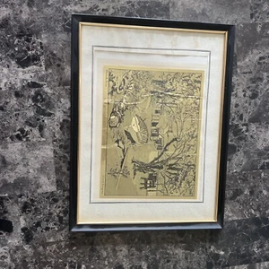 Vintage Lionel Barrymore Foil Gold Etched Shoreside Farm Print #129 - Picture 1 of 4