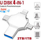 2Tb 1Tb 4In1 Usb3.0 Flash Drive Type-C Memory Stick Fr Iphone Samsung Android Pc