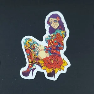Sexy Tattoo Bad Girl Dia de Los Muertos Laptop Sticker 2 Inch - #10 - Picture 1 of 2