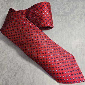 Chaps 100% Silk Necktie Red Black Silver Foulard Pattern 56x3.5 Handmade China - Picture 1 of 8
