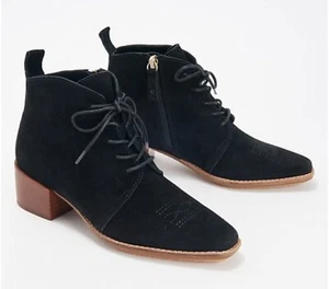 New Kelsi Dagger Womens Getaway Boots Black Suede Lace Up Western Stitches Sz 10 - Picture 1 of 4