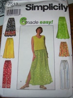 🌹SIMPLICITY #7513 - FEMININO PULL ON - SAIA COM CORDÃO E PADRÃO DE CALÇA XS-XL FF - Imagem 1 de 4